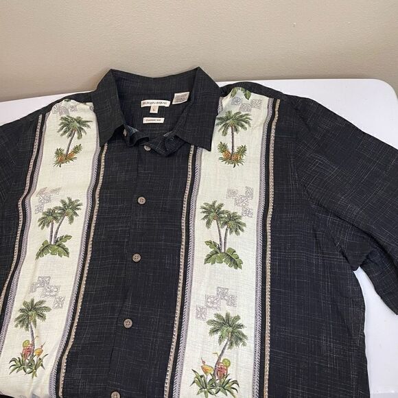 Burma Bibas|100% Rayon|Classic Fit|Palm Trees|Button up|Large - Picture 8 of 9